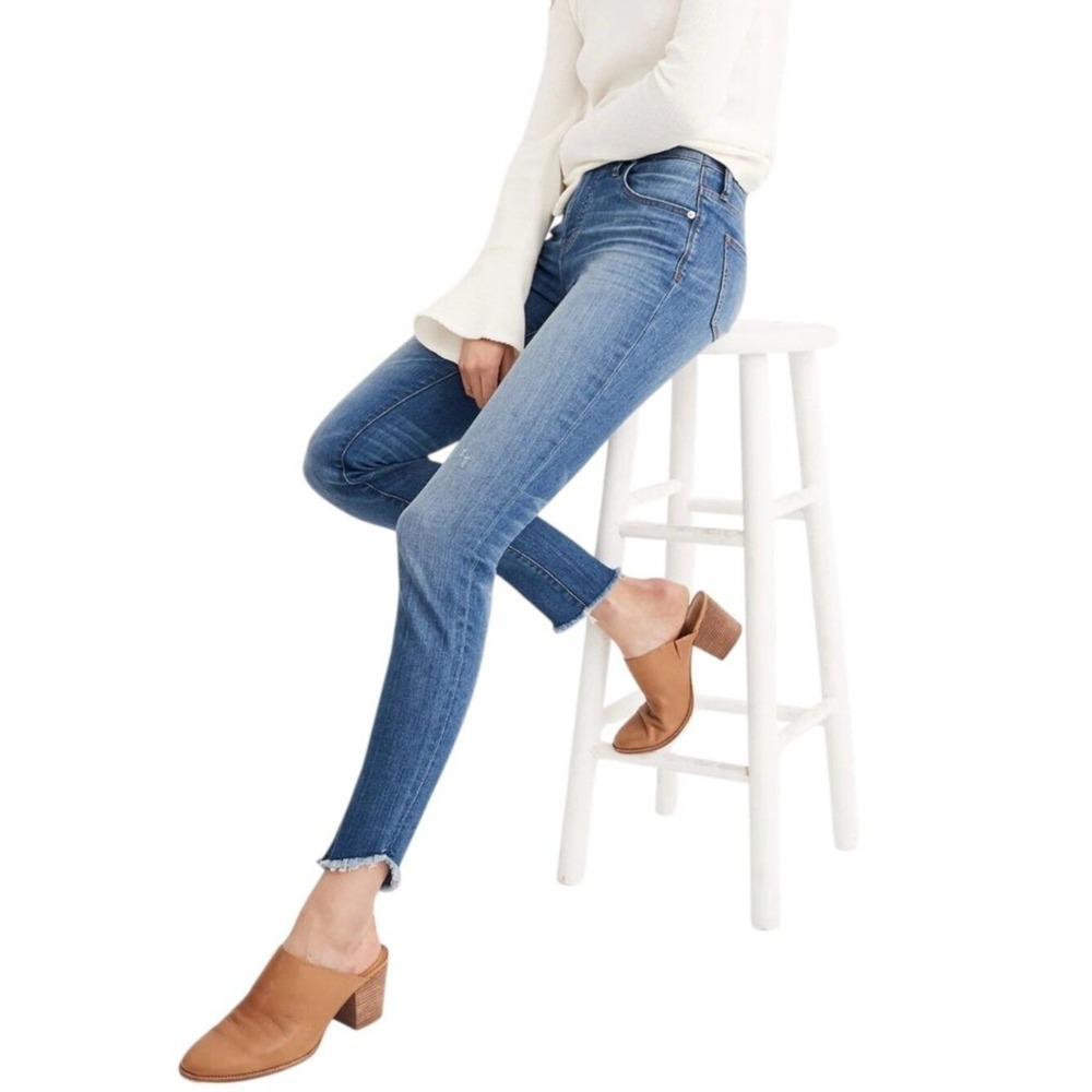 Madewell 10" High-Rise Skinny Jeans Women 32 Blue Raw Hem Denim H5206